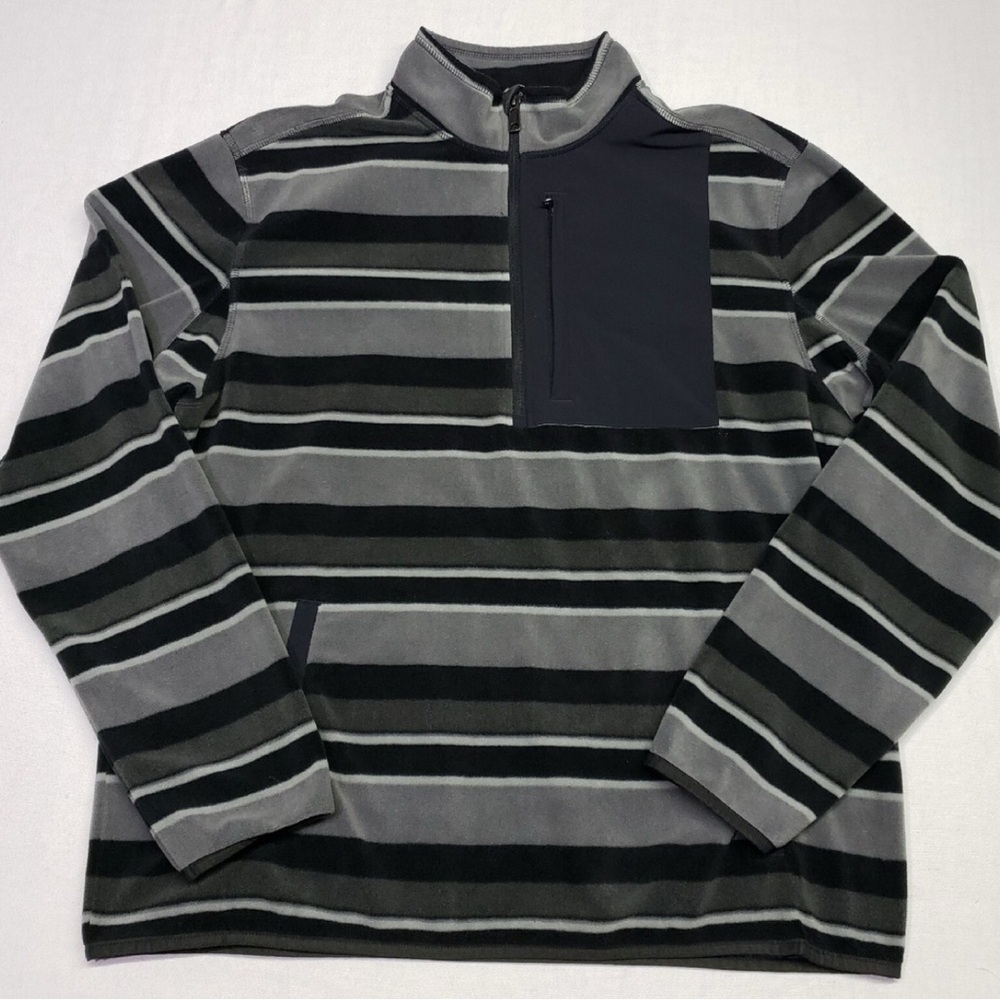 Duluth Trading Co Men’s Striped Quarter-Zip Pullover Fleece